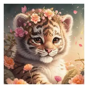 Small Size Diamond Painting Tiger Mosaic Full Drills Embroidery Animal 30x30cm Home Decoration Flower Rhinestones Picture Gift