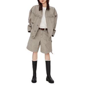 Chaqueta y Pantalones Cortos de Lona para Hombre Estilo Granero, 100% Algodón, Lavado Desgastado, Casual, con Efecto Deslavado, Venta al por Mayor - Product Image 4