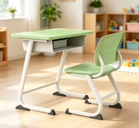 Ensemble bureau et chaise d'étude ergonomique pour étudiants, structure en métal en forme de C, table et chaise de classe en MDF, hauteur réglable