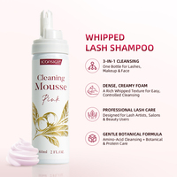 ICONSIGN Shampooing pour extensions de cils, qualité professionnelle, 3-en-1, nettoyant moussant crémeux, végétalien, doux, mousse nettoyante pour cils 60ml OEM ODM