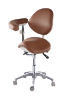 HOCHEY Tabouret mobile de médecin en cuir PU à hauteur réglable avec commande au pied Chaises avec dossier d'accoudoir pivotant à vendre