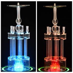 JCQH China Factory Large Size Classic Style Eco-Friendly Durable Glass+Acrylic LED Chicha <strong>Hubbly</strong> <strong>Bubbly</strong> Shisha Hookah 4 <strong>Pipes</strong> - Product Image 6
