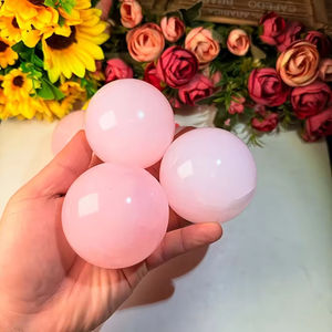 ลูกบอลคริสตัลธรรมชาติขัดเงาสีชมพู อะราโกไนต์ทรงกลม แคลไซต์สีชมพูทรงกลม สำหรับตกแต่งบ้าน ของขวัญวันอีสเตอร์ ขายส่ง - Product Image 1