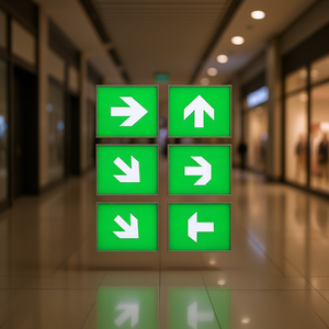 Panneau de signalisation directionnelle 250 x 250 mm avec affichage graphique de flèche de sortie - Product Image 1