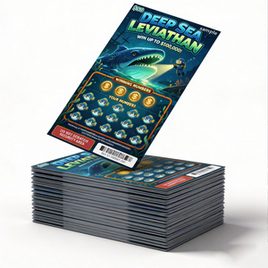 Winning Number Lottery Card Scratch Tickets Custom Free Design SharkTheme Digital Printing Scratch Lottery Tickets - Product Image 1