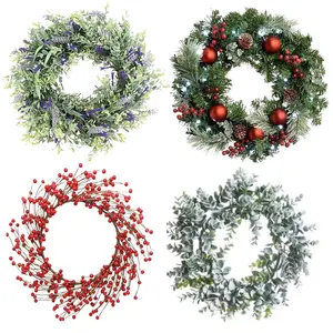 Artificial Window pendant Floral Wreath Plastic Big christmas floral green wreaths for Christmas decorations