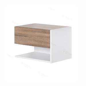 Table de chevet murale suspendue flottante en bois de pin et noyer blanc <span class=keywords><strong>avec</strong></span> tiroirs meubles de chambre à coucher à côté de la table pour chambre à coucher - Product Image 4