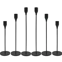 Candelabro de Metal mate para decoración del hogar, centro de mesa para decoración de boda, color negro, 6 unidades