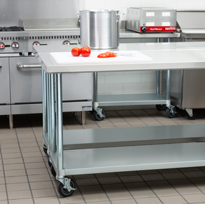 Commercial Stainless Steel <b>Worktable</b> Stainless Steel Commercial Work Table with Galvanized Legs and Casters Hotel Restaurant - Product Image 3
