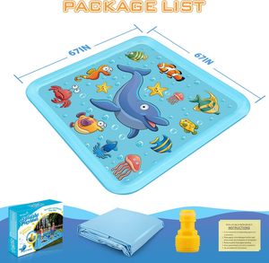 <b>Large</b> 95'' Inflatable Ocean Themed Splash Pad Sprinkler <b>Mat</b> Outdoor Water Play Toy for Kids - Product Image 4