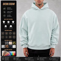 Supplier Hoodie Pria Oversize Boxy Custom OEM 400 GSM Campuran Katun Poliester Tebal Hangat Model Pullover Streetwear
