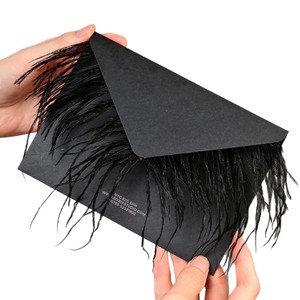 Enveloppe de luxe personnalisée avec fermeture à plumes, perles, écologique, pour cadeau, Saint-Valentin, anniversaire, <span class=keywords><strong>mariage</strong></span>, Thanksgiving, avec logo estampé et doublure - Product Image 6