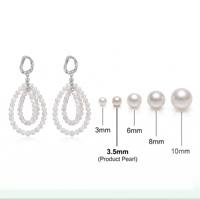 Boucles d'oreilles pendantes en perles d'eau douce naturelles blanches rondes de 3-4 mm de qualité 4A de la série Designer avec goutte d'eau en argent S925 pour femmes