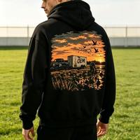 Sweat à capuche unisexe personnalisé en gros, sweats à capuche vintage en coton avec impression graphique par transfert thermique DTF