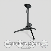 Support de microphone sans fil portable de bureau mini, trépied pliable avec support de micro réglable en plastique durable