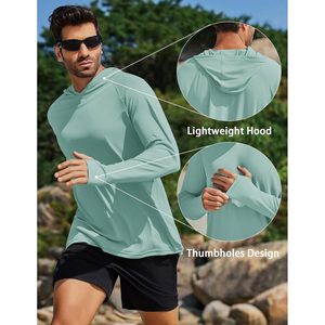 Haut de protection solaire UPF 50+ à manches longues pour homme, avec capuche, anti-UV, pour la pêche, la course, la natation et la randonnée - Product Image 5