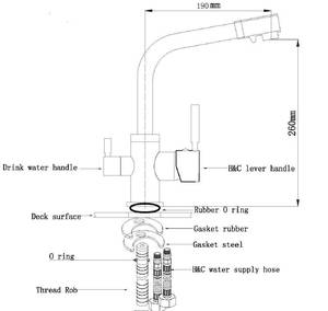 Robinet de cuisine à double poignée 3 voies pour eau potable filtrée par osmose inverse - Product Image 6