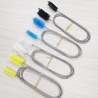 Brosse de nettoyage flexible à double extrémité en nylon écologique avec poignée en acier inoxydable pour filtre de canister et tuyau d'eau, pour aquarium