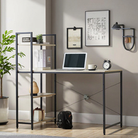 Bureau d'ordinateur pour le bureau à domicile, bureau multi-niveaux avec étagère intégrée, design contemporain, panneau en bois, fabriqué en Chine, Fujian