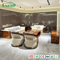 Juego de Sofás de Lujo Estilo Art Deco Italiano, Madera de Burl de Alto Brillo, Muebles para Sala de Estar, Solución Integrada para Suite Ejecutiva de Villa
