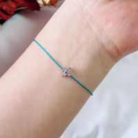 Bracelet en corde fait main N&S Trèfle à quatre feuilles en zircon pour femme, bijoux de mode en acier inoxydable de luxe léger, vente en gros