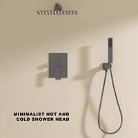 Système de douche encastré moderne en acier inoxydable SUS304 noir mat, ensemble de douche à effet pluie mural pour projet hôtelier, salle de bain