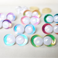 Yeux 3D désalignés blancs de 14mm à 35mm avec effet Laser holographique décalé couleur de la pupille paillettes pour poupée en peluche faisant du bricolage