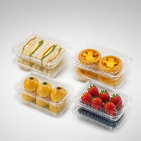 Boîte à salade en PET transparent jetable pour fruits, fraises, raisins, légumes, emballage alimentaire de qualité supérieure, vente en gros