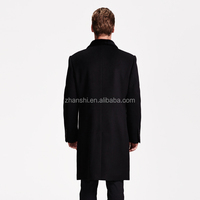 Manteau long classique en laine noire imperméable pour homme grande taille