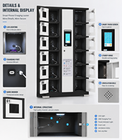 Casillero Inteligente de Carga para Teléfonos con 12 Puertas y Ventanas de Acrílico, Gabinete de Almacenamiento sin Llave de Autoservicio para Vestíbulo de Oficina y Gimnasio