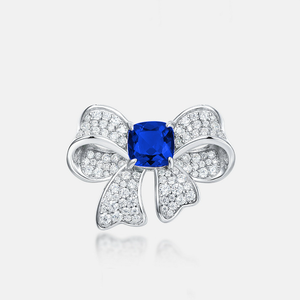 925 <b>silver</b> cultured <b>emerald</b> <b>ring</b> shines with a fashionable bow shape, an engagement and proposal daily gift to surprise girls L - Product Image 5