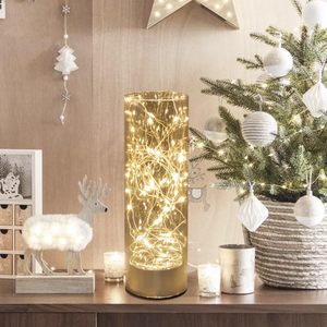 Lampada Cilindrica in Vetro 8x15 Cm Luce Calda Micro LED Decorazioni Natalizie - Product Image 5