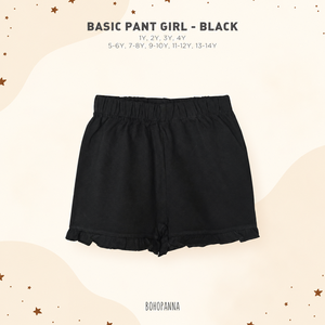 Shorts basiques pour filles, couleur unie, taille élastique, bordure à volants, style décontracté, 100% coton, style minimaliste - Product Image 1