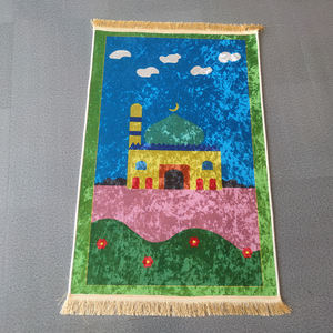 Tapis de prière islamique premium pour enfants avec dossier, pour adolescents, tapis d'exercice et de <span class=keywords><strong>camping</strong></span> pour enfants musulmans, design abstrait pour la maison et la mosquée - Product Image 3