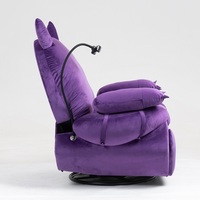 Canapé de jeu griffes usine originale violet velours tissu diable bouton électrique canapé de jeu inclinable avec repose-pieds rétractable
