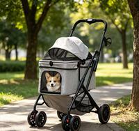 Chariot pliable portable en métal à 4 roues pour petits chiens et chats – Fourniture pour le commerce international