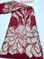 Tissu africain de mariage de qualité supérieure, motif de luxe perlé, Tulle nigérian, paillettes, tissu en dentelle