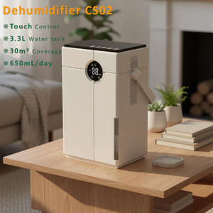 Secador <span class=keywords><strong>de</strong></span> aire para habitación <span class=keywords><strong>de</strong></span> semiconductores dobles, deshumidificador <span class=keywords><strong>de</strong></span> aire portátil <span class=keywords><strong>de</strong></span> 3.3L con mango <span class=keywords><strong>de</strong></span> 650mL/día con temporizador y luz ambiental - Product Image 1