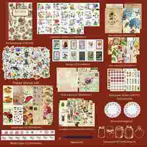Kit de 265 autocollants floraux vintage DIY, ensemble de décoration rétro très prisé pour journalisation et scrapbooking, idéal pour fournitures d'artisanat et cadeaux - Product Image 4