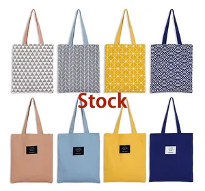 Stock 2023 Fashion Wholesale Custom Printed Promotional Calico Cotton Canvas Shopping Tote Bags