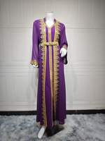 Robe Abaya Islamique Longue pour Femmes avec Décoration en Cristal Style Formel Vintage Silhouette en A 100% Coton