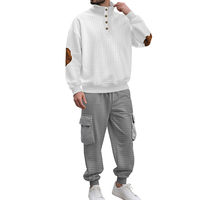 Ensemble de survêtement en tricot à carreaux PASUXI, deux pièces, pantalon cargo à carreaux décontracté, sweat-shirts pour hommes, vêtements de sport