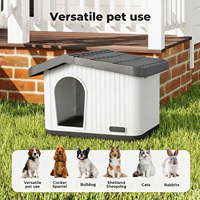 AFP Robuuste Duurzame Kunststof Schuine Dak Weerbestendige Hondenhok Kennel Met Antislip Bodem Huisdierenverblijf Voor Binnen & Buiten Gebruik