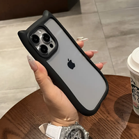 Funda Transparente para Teléfono Móvil con Orejas de Gato 3D para iPhone 16 Pro Max 15 14 13 12 11, Diseño de Gatito Adorable, Antigolpes