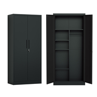 Armoire de rangement en acier verrouillable KD moderne, double porte, pour chambre à coucher, dressing, atelier, rangement de vêtements