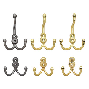 Modern Style Double Hook Zinc Alloy Wall Mounted <b>Clothes</b> Towel Hat Rack Durable Cabinet Wardrobe Hook - Product Image 5