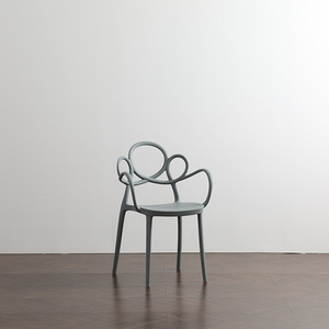 Venta al por mayor de diseño moderno estilo Ins blanco moldeado reposabrazos plástico café restaurante silla para el comedor - Product Image 4