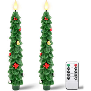 Vela Electrónica LED con Control Remoto, sin Llama, Decoración Navideña de Cera de Parafina Verde, Ecológica - Product Image 1