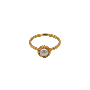 French Retro Chic Natural Pearl Ring Geometric Design Bezel Setting For Women Gift Jewelry - Product Image 5