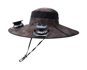 Vente en gros d'été Ventilateurs solaires Chapeau de pêche Chapeau de pêcheur à grand bord pour l'extérieur Chapeau de soleil avec deux ventilateurs Batterie 800MA - Product Image 2